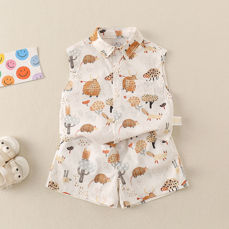 Clothing Baby Boy  Outfit Set Lightweight Two-Piece Vest Set