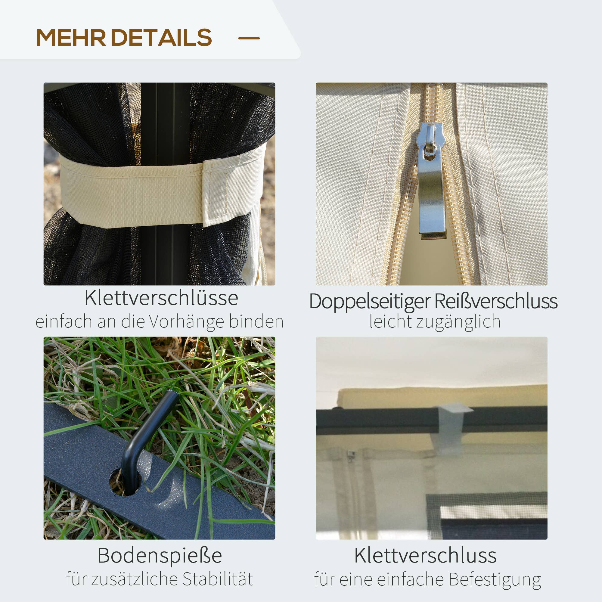 MH Handel GmbH - Padiglione da giardino con doppio tetto Padiglione Tenda da giardino Tendone da festa: Beige / 300L x 300P x 270A m