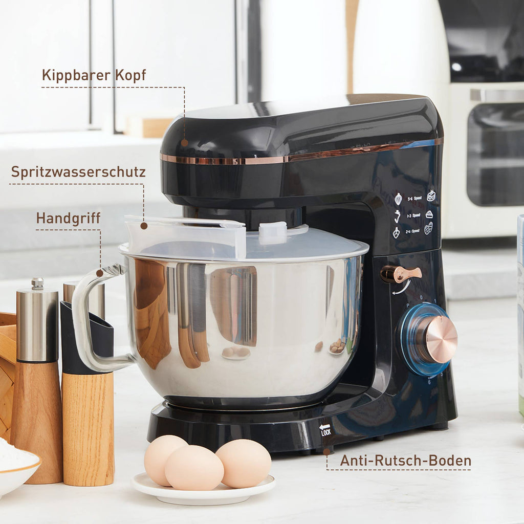 MH Handel GmbH - Frullatore, robot da cucina, sbattitore elettrico, 6 velocità, nero: Nero / 41 cm x 26 cm x 32 cm