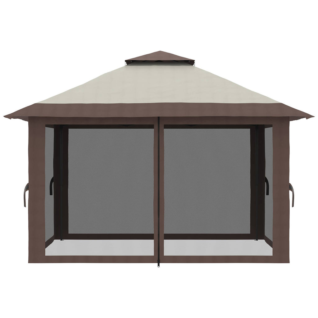 MH Handel GmbH - Gazebo pieghevole, regolabile in altezza, 4 pareti in rete, beige: Beige / 392L x 392P x 283A cm