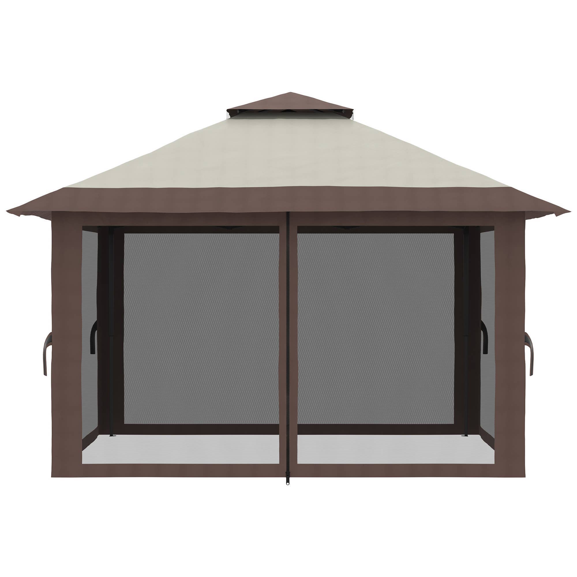 MH Handel GmbH - Gazebo pieghevole, regolabile in altezza, 4 pareti in rete, beige: Beige / 392L x 392P x 283A cm