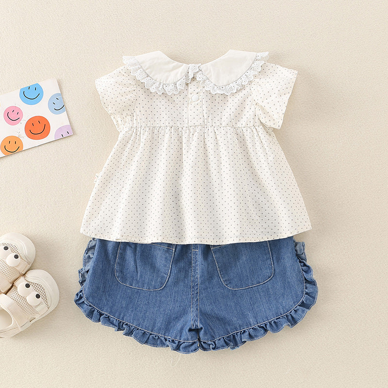 Cute Set for Toddlers 1-3 Years Old Girls Short Pants Two-Piece Set