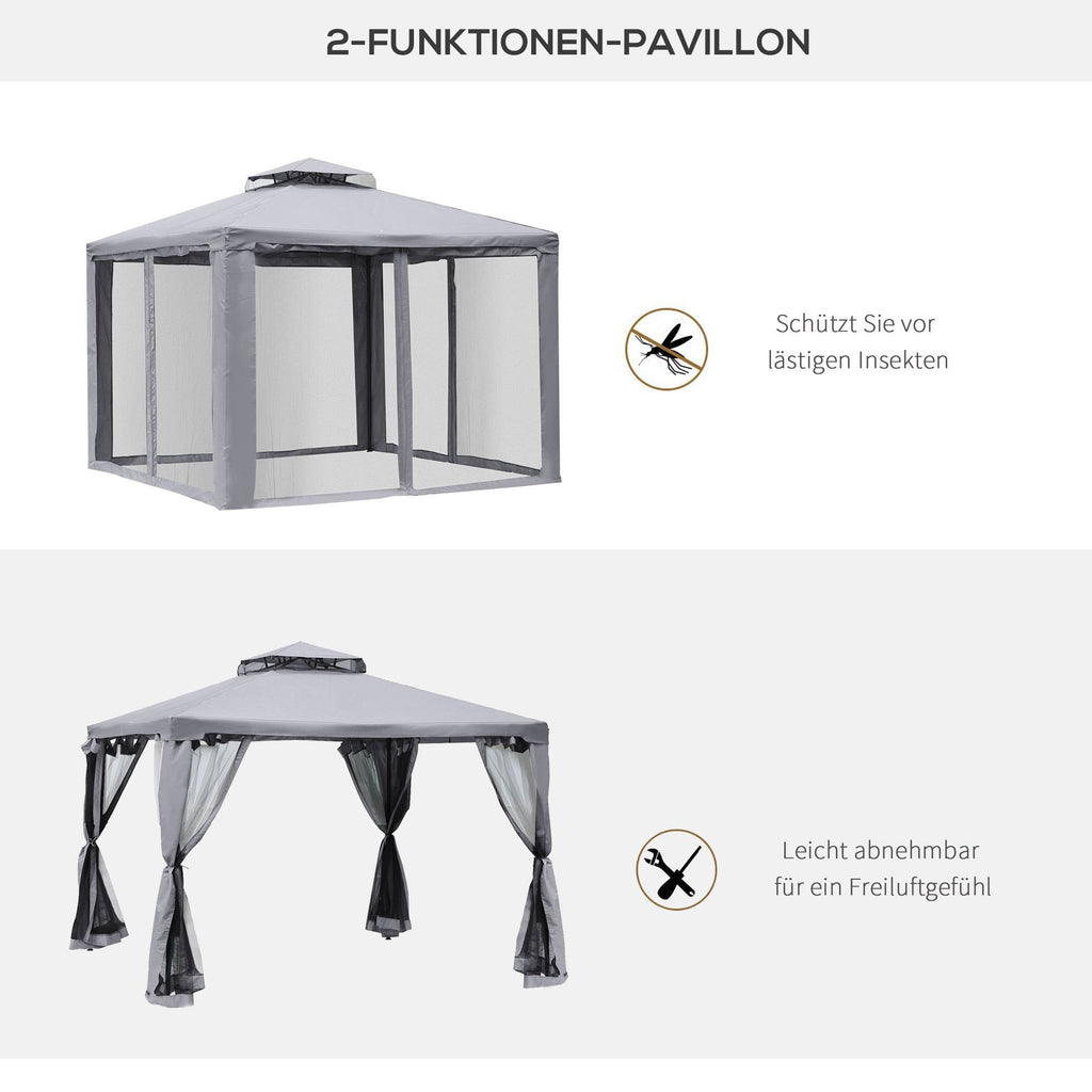 MH Handel GmbH - Gazebo con doppio tetto, grigio chiaro: Grigio chiaro / 294L x 294P x 265A cm