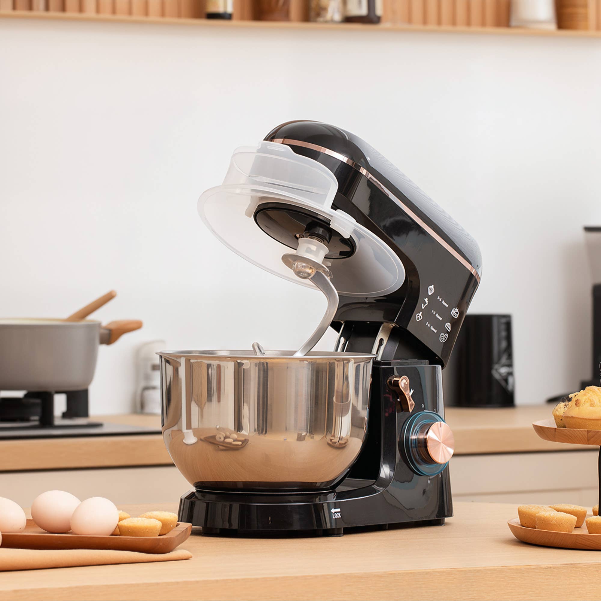 MH Handel GmbH - Frullatore, robot da cucina, sbattitore elettrico, 6 velocità, nero: Nero / 41 cm x 26 cm x 32 cm