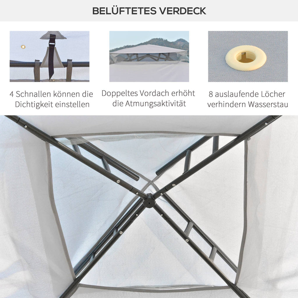 MH Handel GmbH - Gazebo con doppio tetto, grigio chiaro: Grigio chiaro / 294L x 294P x 265A cm