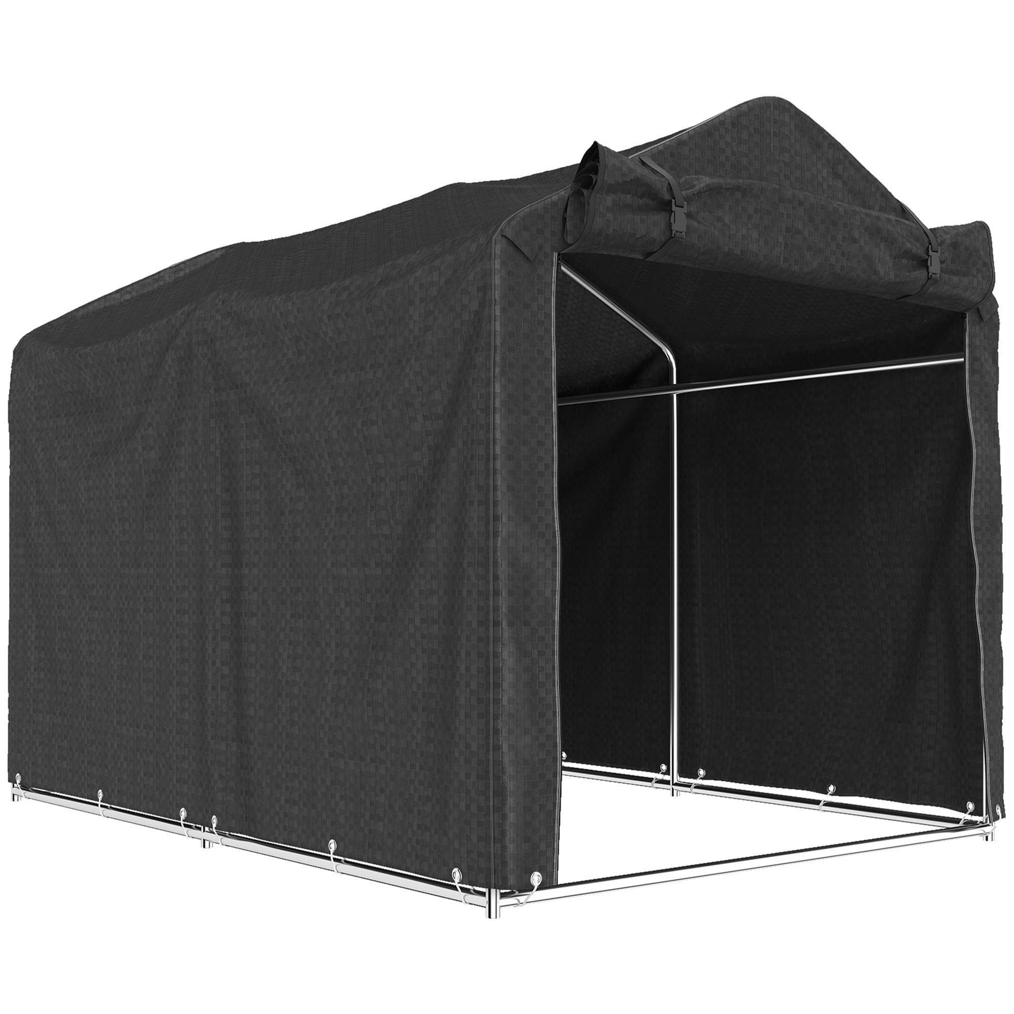 MH Handel GmbH - Tenda da garage impermeabile con porta: Schwarz / 220L x 157B x 165H cm