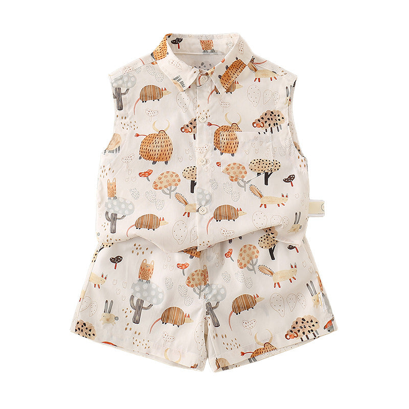 Clothing Baby Boy  Outfit Set Lightweight Two-Piece Vest Set