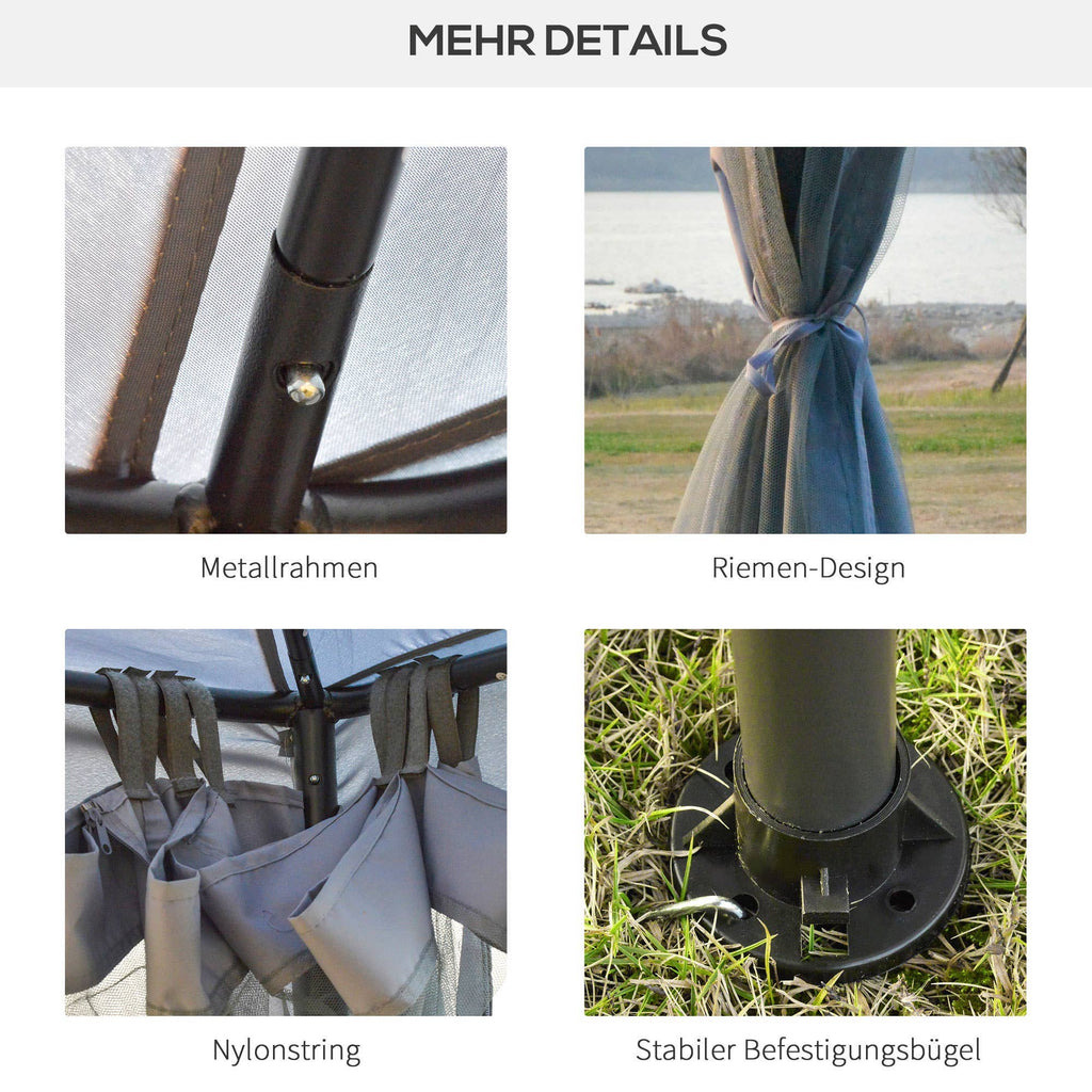 MH Handel GmbH - Gazebo con doppio tetto, grigio chiaro: Grigio chiaro / 294L x 294P x 265A cm