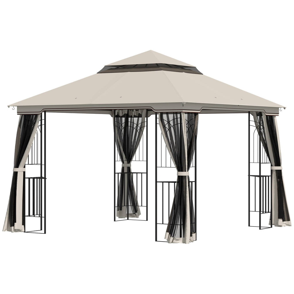 MH Handel GmbH - Padiglione da giardino con doppio tetto Padiglione Tenda da giardino Tendone da festa: Beige / 300L x 300P x 270A m