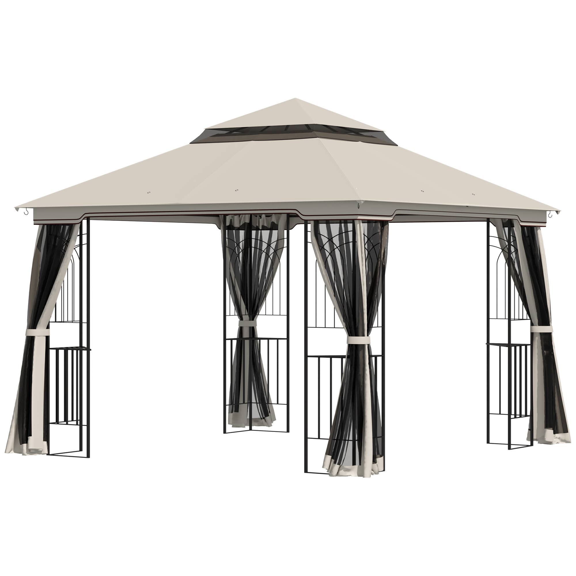 MH Handel GmbH - Padiglione da giardino con doppio tetto Padiglione Tenda da giardino Tendone da festa: Beige / 300L x 300P x 270A m