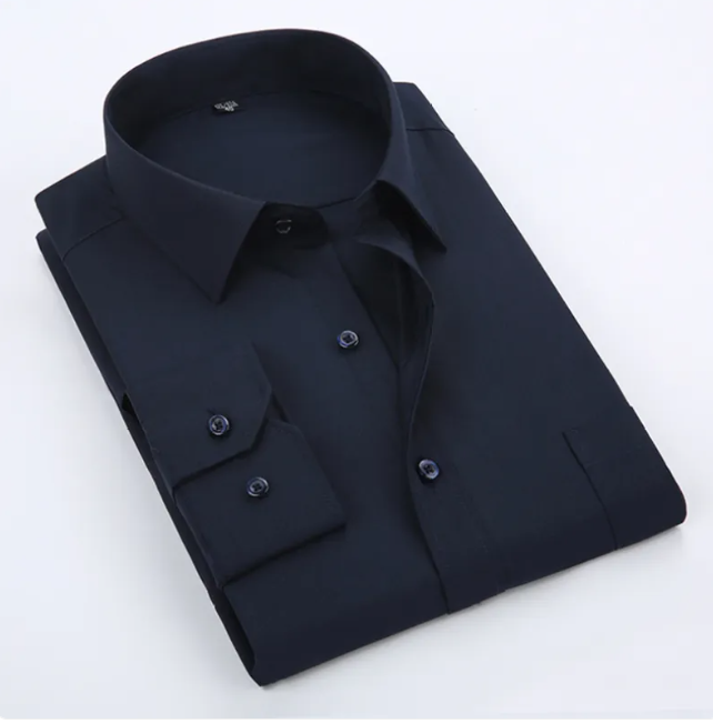 Men's Long-Sleeve Dress Shirt - Business, Casual, Korean Style, Multiple Colors
