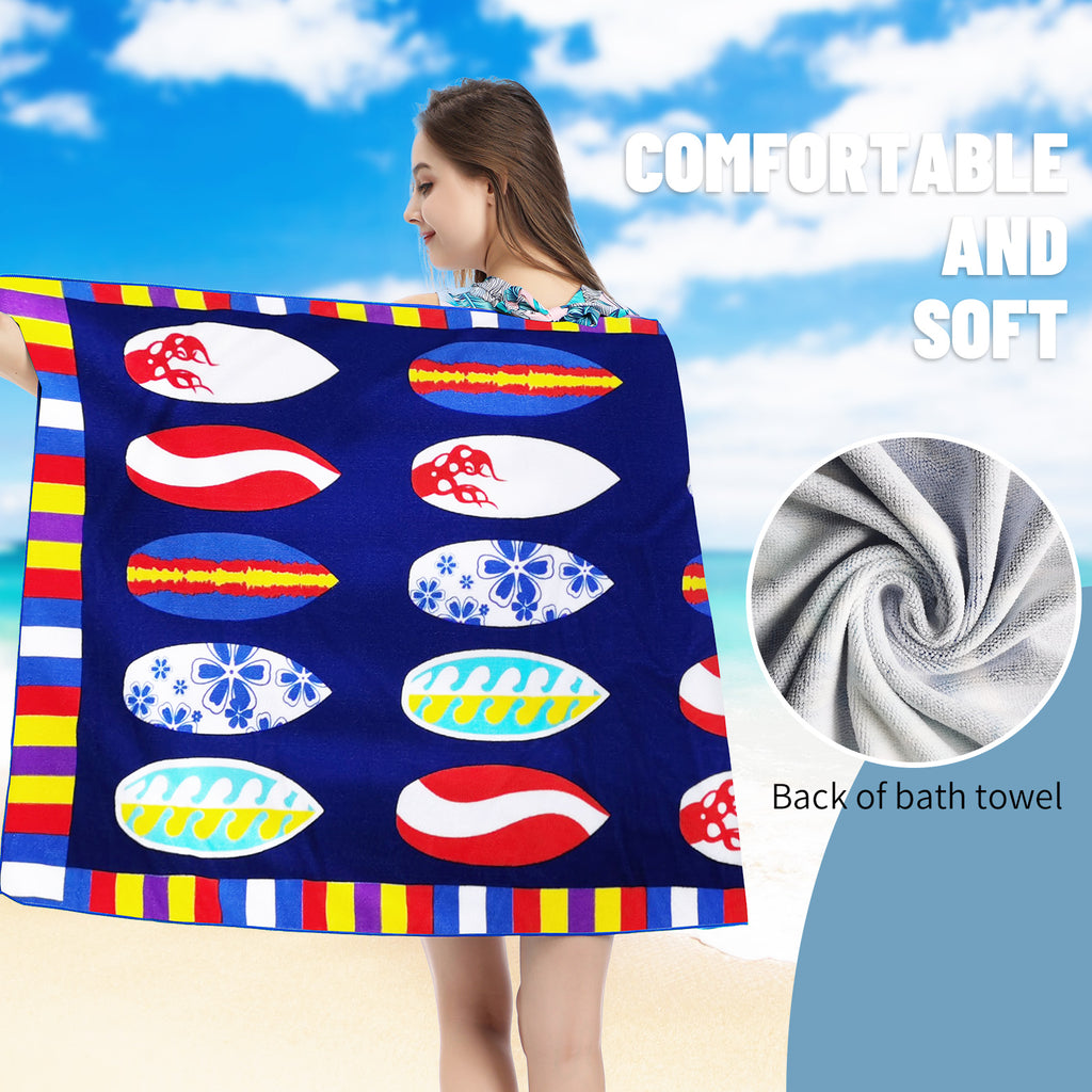 Manicure Style Beach Towel with Plum and Yellow Stitching