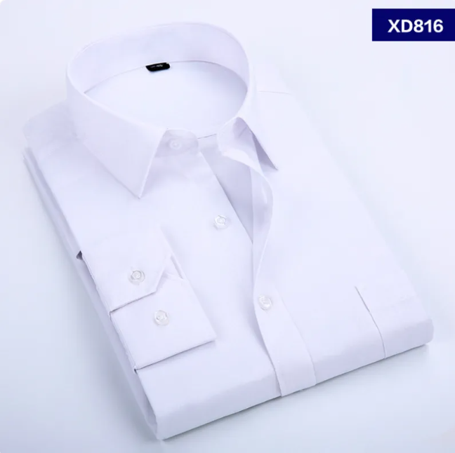 Men's Long-Sleeve Dress Shirt - Business, Casual, Korean Style, Multiple Colors