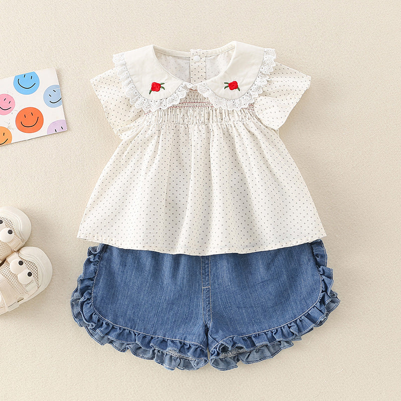 Cute Set for Toddlers 1-3 Years Old Girls Short Pants Two-Piece Set