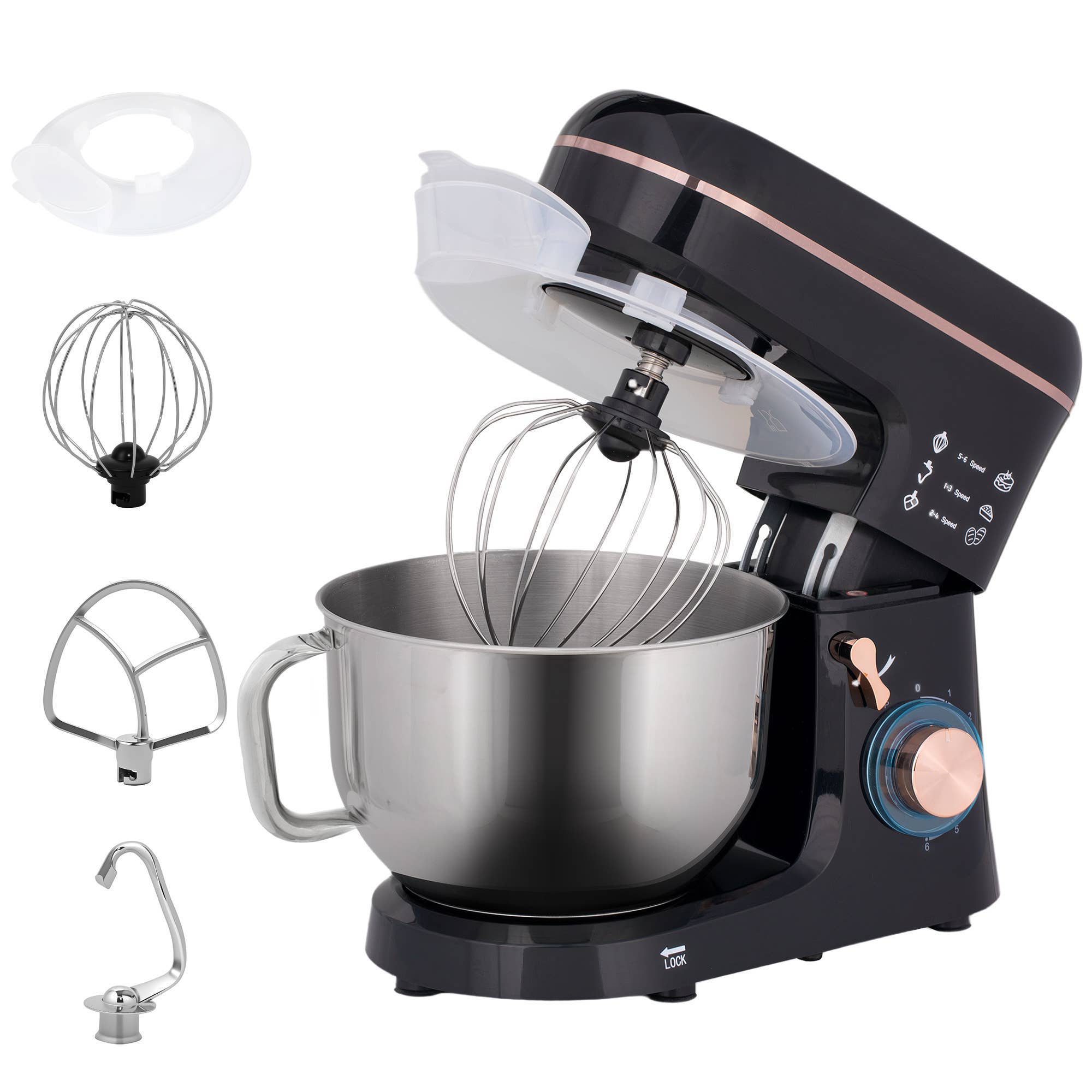 MH Handel GmbH - Frullatore, robot da cucina, sbattitore elettrico, 6 velocità, nero: Nero / 41 cm x 26 cm x 32 cm