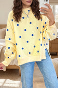 Women's loose hoodie with polka dot print and contrasting colors