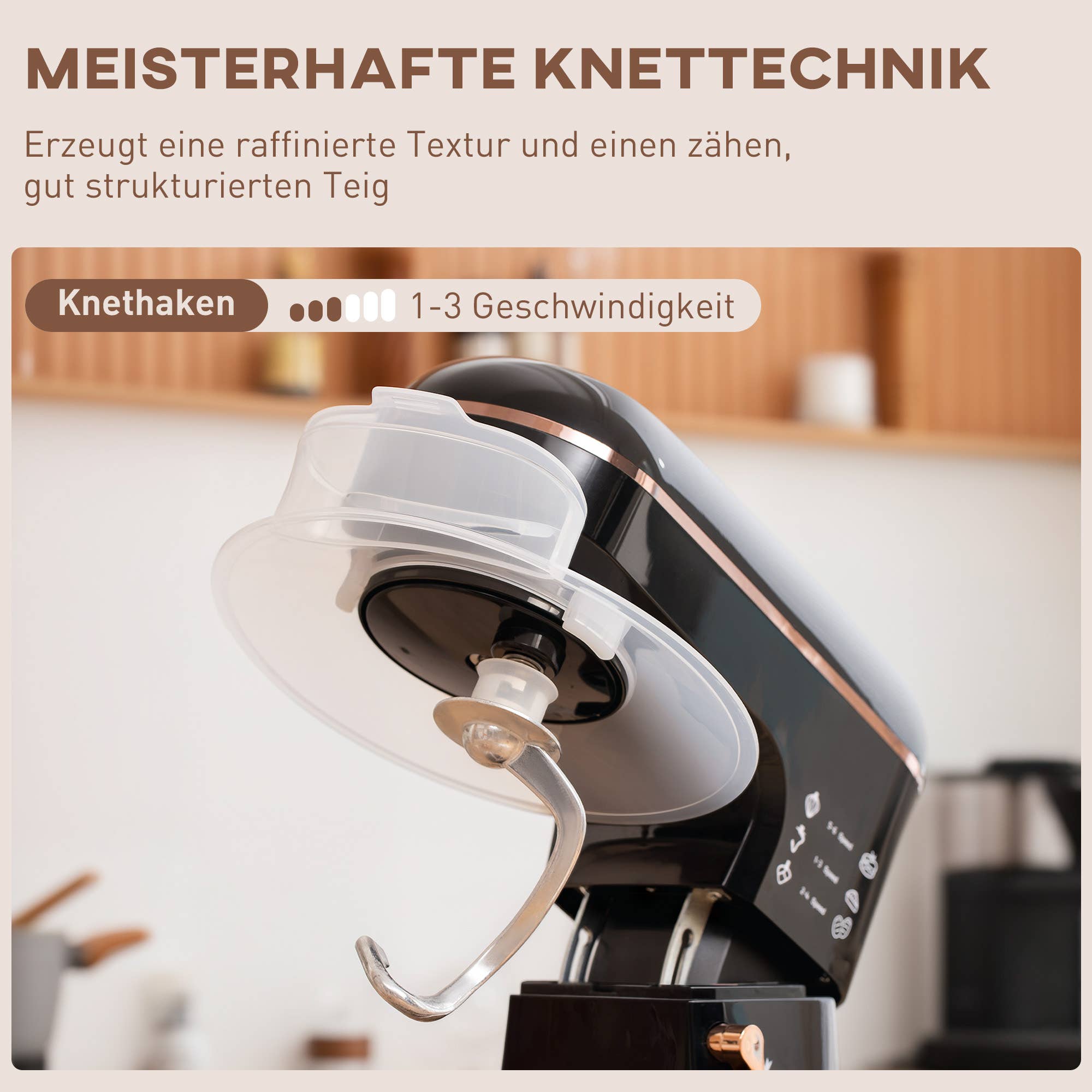 MH Handel GmbH - Frullatore, robot da cucina, sbattitore elettrico, 6 velocità, nero: Nero / 41 cm x 26 cm x 32 cm