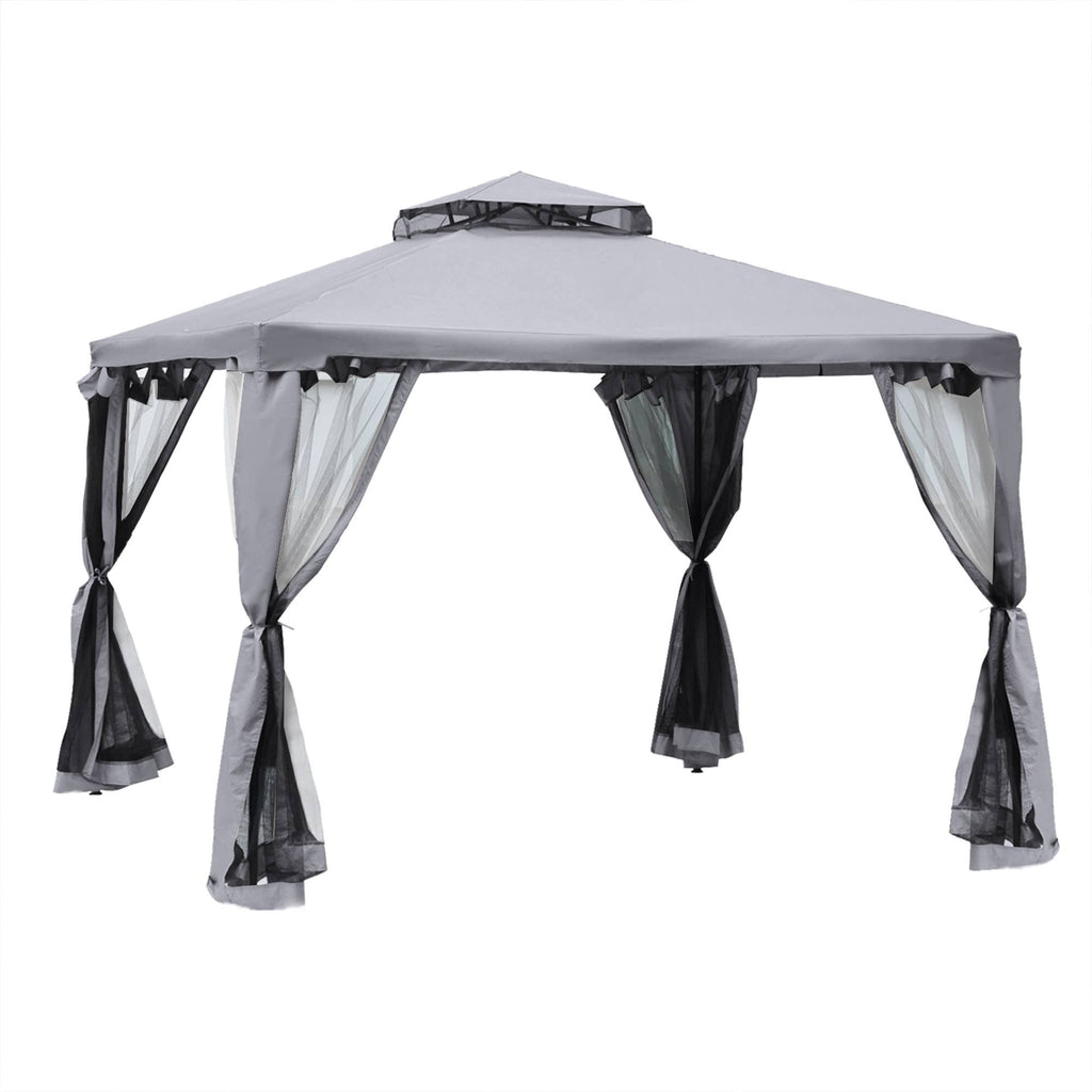 MH Handel GmbH - Gazebo con doppio tetto, grigio chiaro: Grigio chiaro / 294L x 294P x 265A cm
