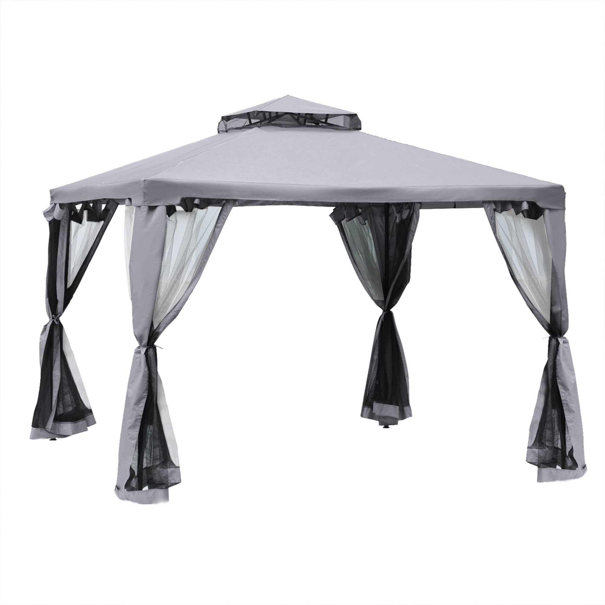 MH Handel GmbH - Gazebo con doppio tetto, grigio chiaro: Grigio chiaro / 294L x 294P x 265A cm