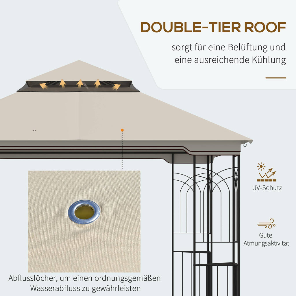 MH Handel GmbH - Padiglione da giardino con doppio tetto Padiglione Tenda da giardino Tendone da festa: Beige / 300L x 300P x 270A m