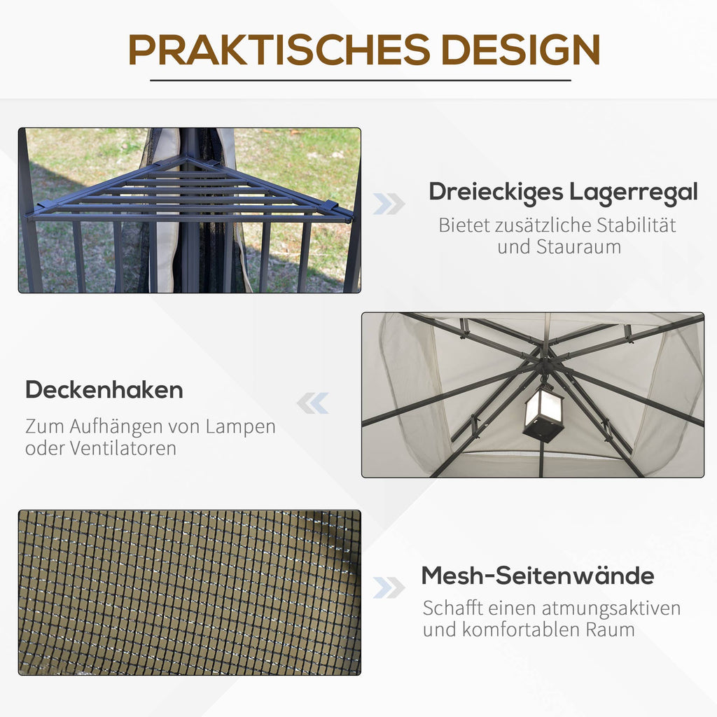 MH Handel GmbH - Padiglione da giardino con doppio tetto Padiglione Tenda da giardino Tendone da festa: Beige / 300L x 300P x 270A m