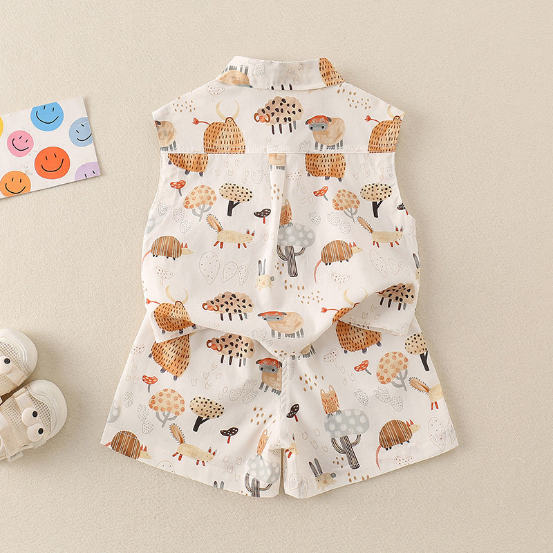 Clothing Baby Boy  Outfit Set Lightweight Two-Piece Vest Set
