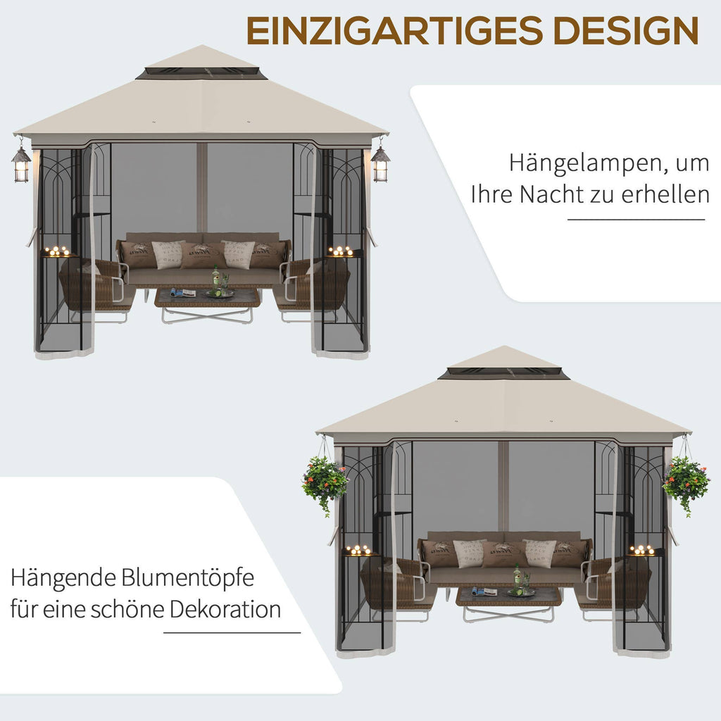 MH Handel GmbH - Padiglione da giardino con doppio tetto Padiglione Tenda da giardino Tendone da festa: Beige / 300L x 300P x 270A m
