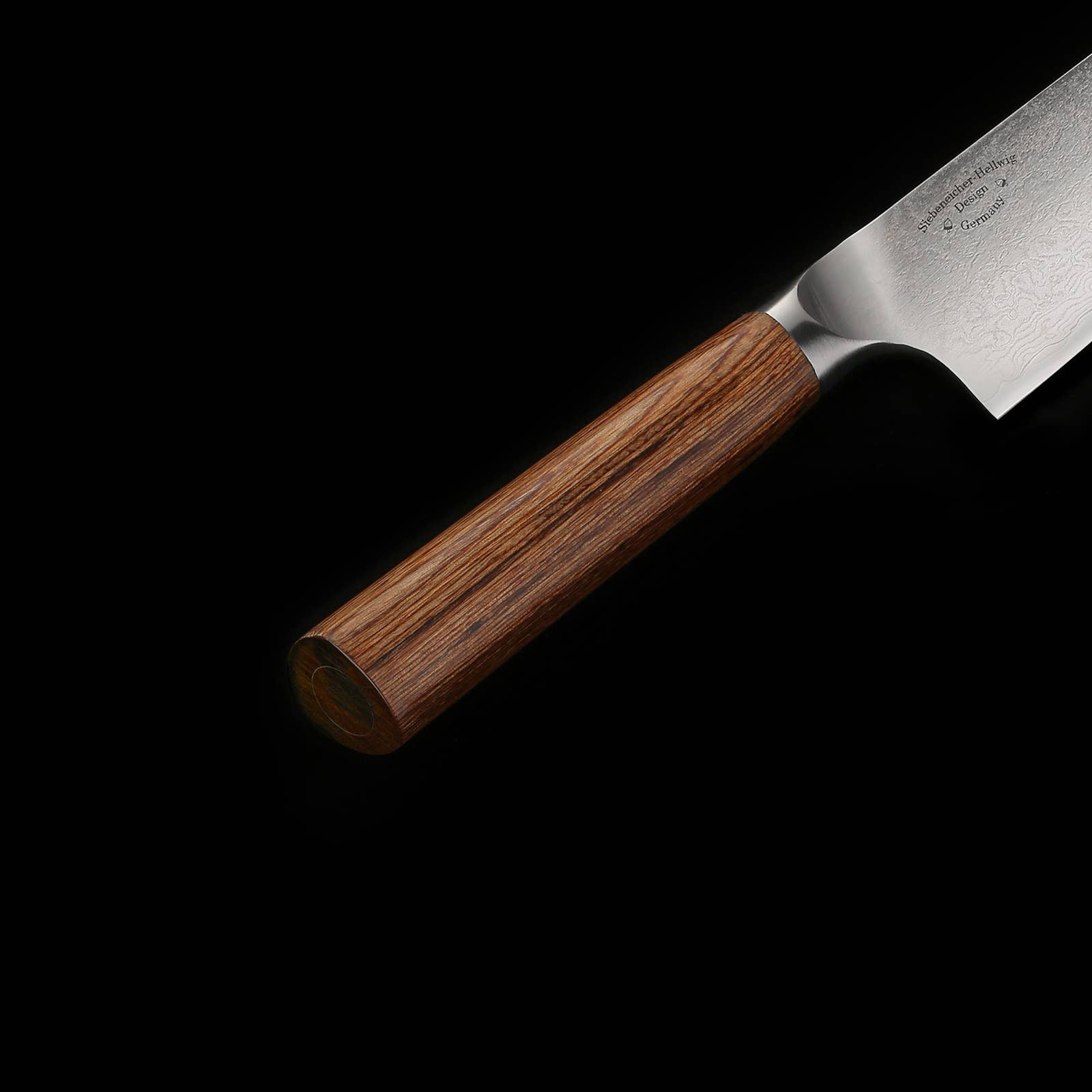 Ed Mahony - Coltello Santoku PUMA IP 18 cm con lama in acciaio Damascato VG-10 e manico in legno pakka