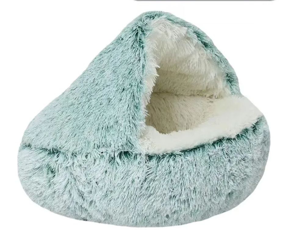 Halbgeschlossenes Katzenbett mit Universalabdeckung – Vierjahreszeiten-Nest für kleine Hunde und Haustiere