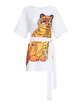 80s Women's Clothing Agnesa Halloween Party Cat T-Shirt with Belt Disco Retro Dress