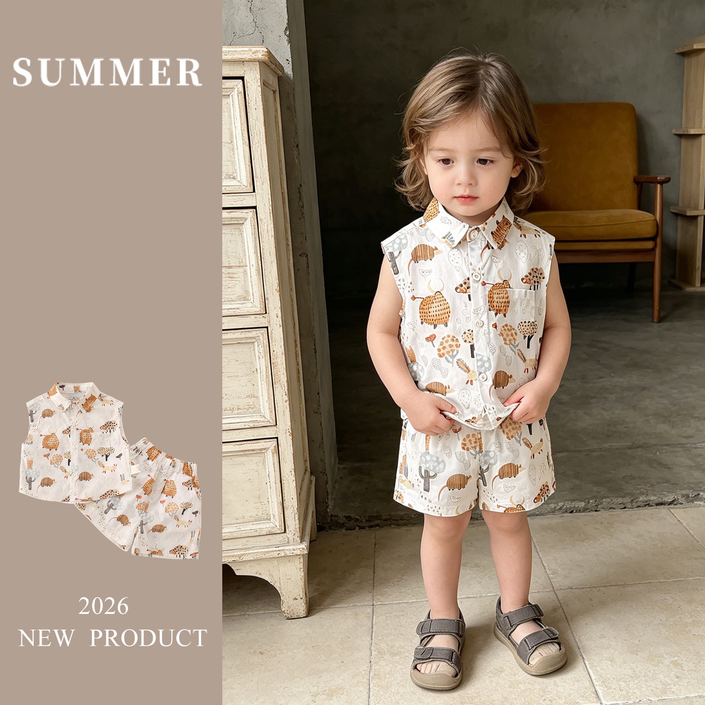 Clothing Baby Boy  Outfit Set Lightweight Two-Piece Vest Set