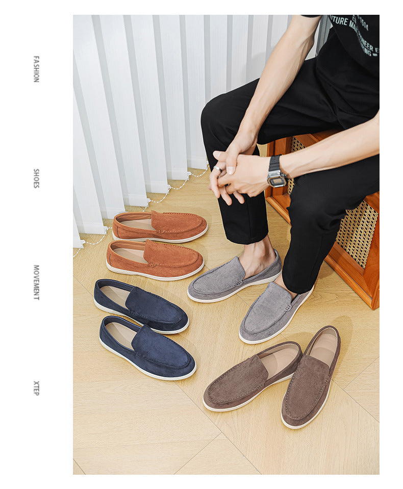 2025 New Men's Suede Beans Shoes Slip-on Lazy Loafers Casual Men's Shoes for B- 2