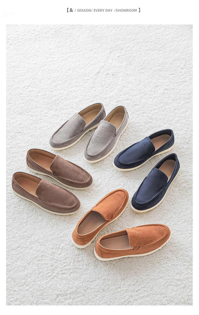 2025 New Men's Suede Beans Shoes Slip-on Lazy Loafers Casual Men's Shoes for B- 2