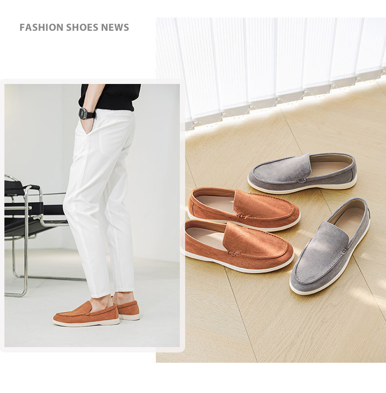 2025 New Men's Suede Beans Shoes Slip-on Lazy Loafers Casual Men's Shoes for B- 2