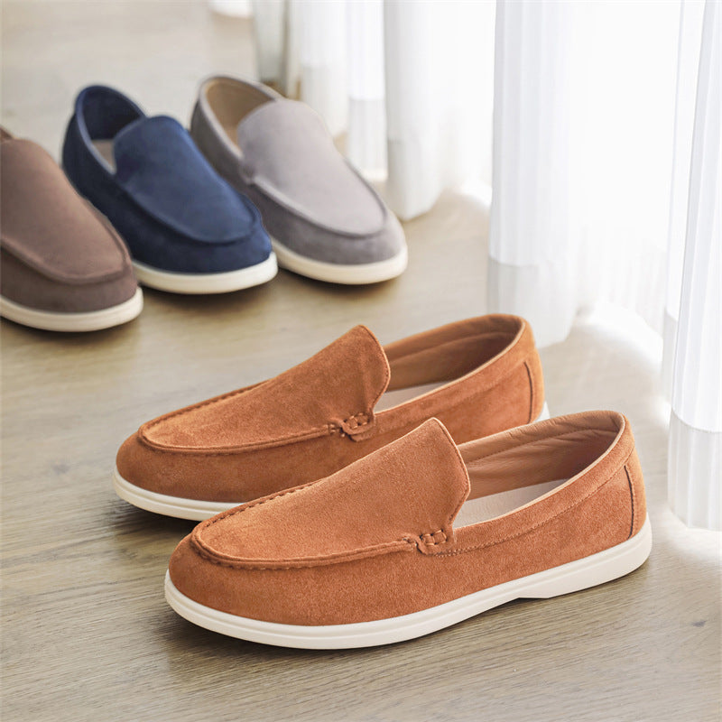 2025 New Men's Suede Beans Shoes Slip-on Lazy Loafers Casual Men's Shoes for B- 2