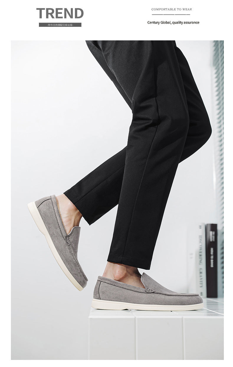 2025 New Men's Suede Beans Shoes Slip-on Lazy Loafers Casual Men's Shoes for B- 2
