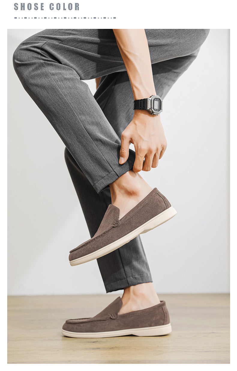 2025 New Men's Suede Beans Shoes Slip-on Lazy Loafers Casual Men's Shoes for B- 2