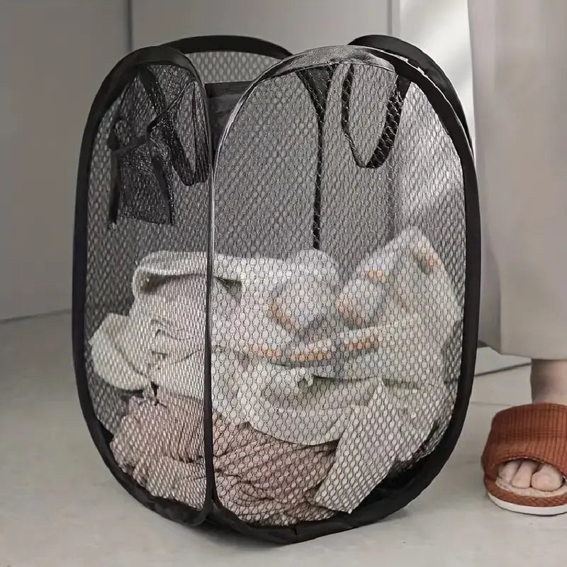 Wäschekorb Pop-up Mesh, Wäschesammler, faltbarer Schmutzwäschekorb, Aufbewahrungskorb mit großer Kapazität