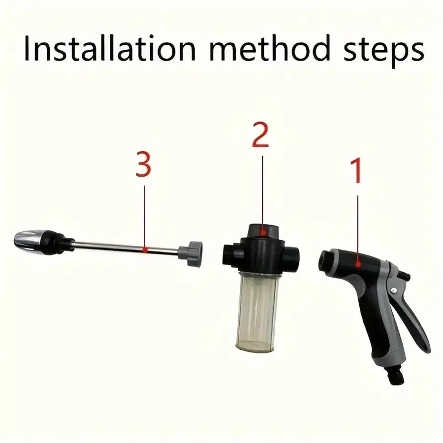 Portable High-Pressure Water Gun Adjustable Metal Cleaning Car Wash Machine Garden Watering Hose Nozzle Sprinkler Foam Water Gun