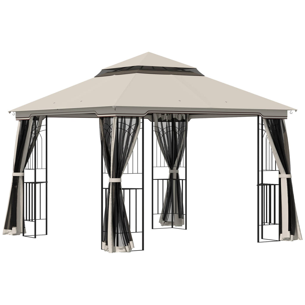 MH Handel GmbH - Padiglione da giardino con doppio tetto Padiglione Tenda da giardino Tendone da festa: Beige / 300L x 300P x 270A m
