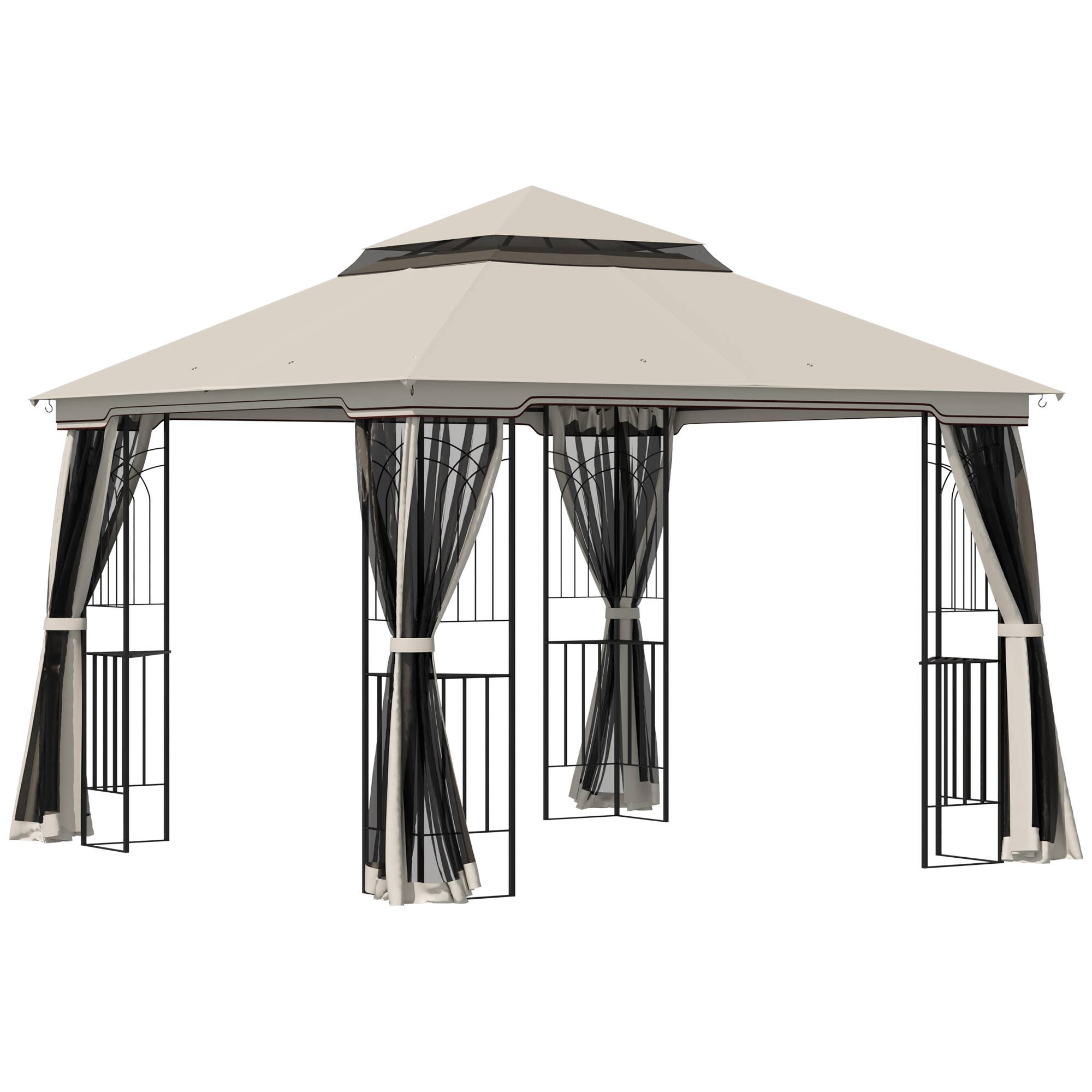 MH Handel GmbH - Padiglione da giardino con doppio tetto Padiglione Tenda da giardino Tendone da festa: Beige / 300L x 300P x 270A m