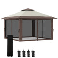 MH Handel GmbH - Gazebo pieghevole, regolabile in altezza, 4 pareti in rete, beige: Beige / 392L x 392P x 283A cm