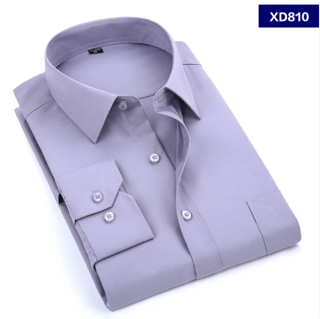 Men's Long-Sleeve Dress Shirt - Business, Casual, Korean Style, Multiple Colors