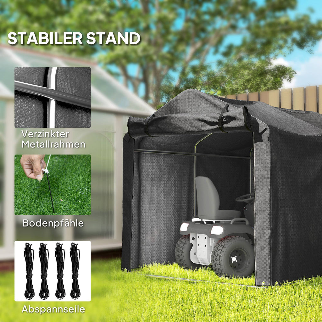 MH Handel GmbH - Tenda da garage impermeabile con porta: Schwarz / 220L x 157B x 165H cm