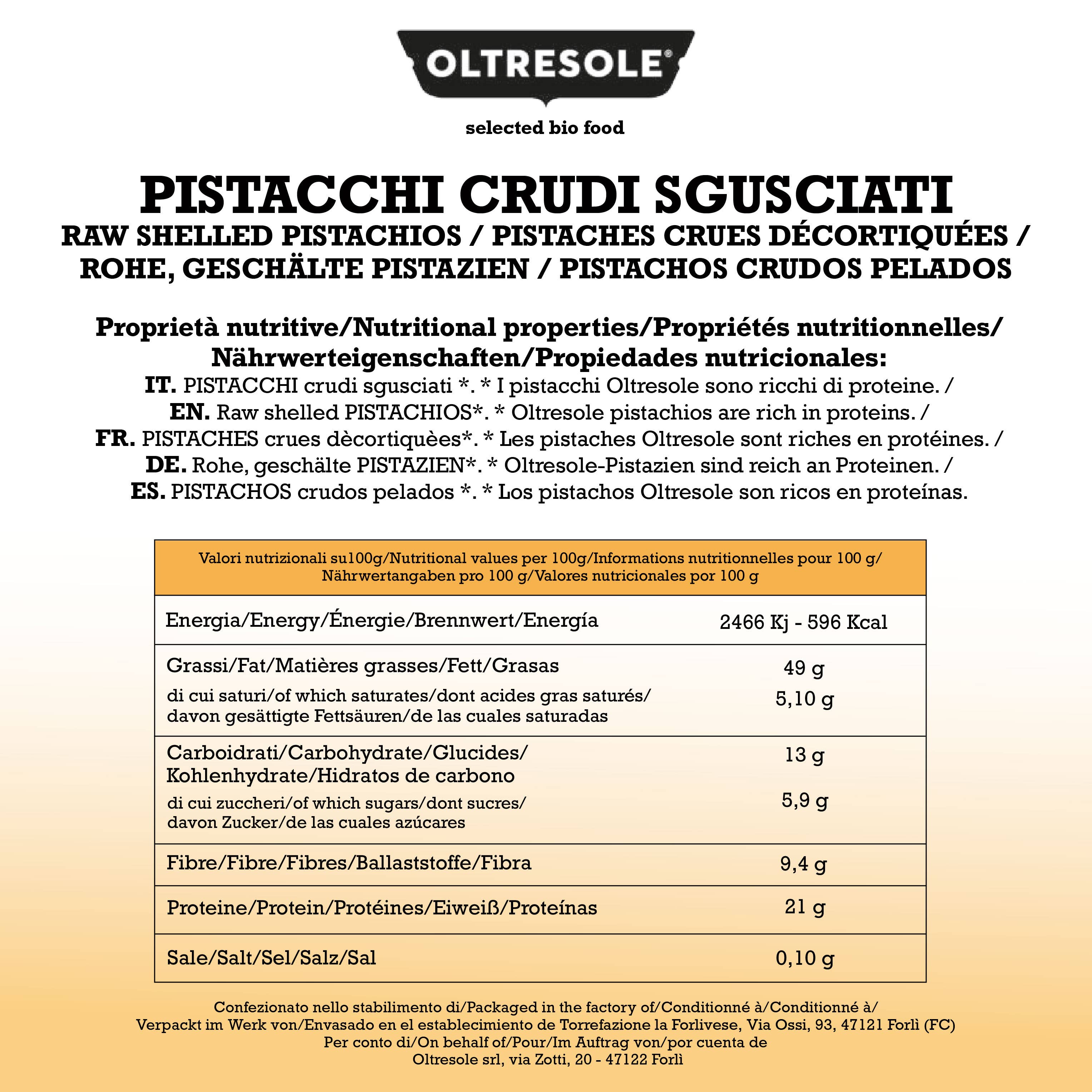 Oltresole - PISTACCHIO CRUDO SGUSCIATO 1 Kg